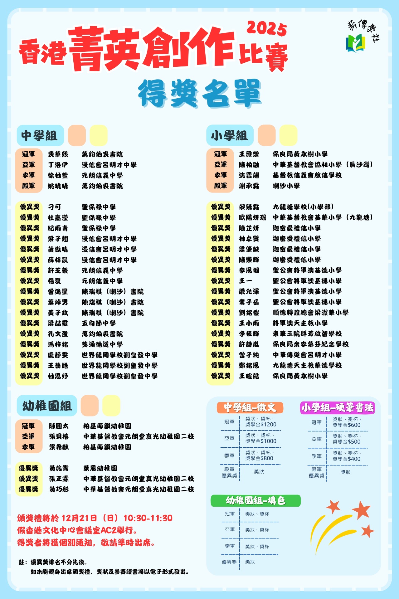 HK Youth Arts Competition 2025 winners announcement
